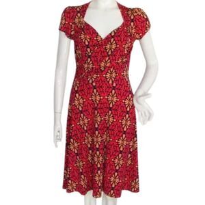 Leota Dress, M, Terrazzo Print, Sweetheart neckline, Short sleeves, Fit & Flare